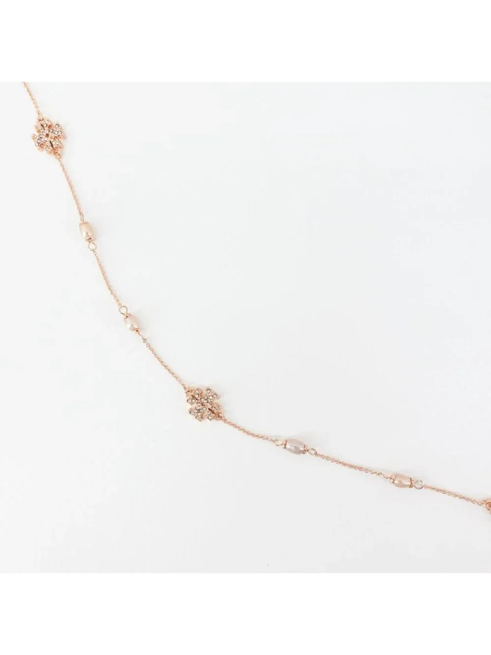 Tory Burch Gemstones and Pearl Necklace Rose Gold OS
